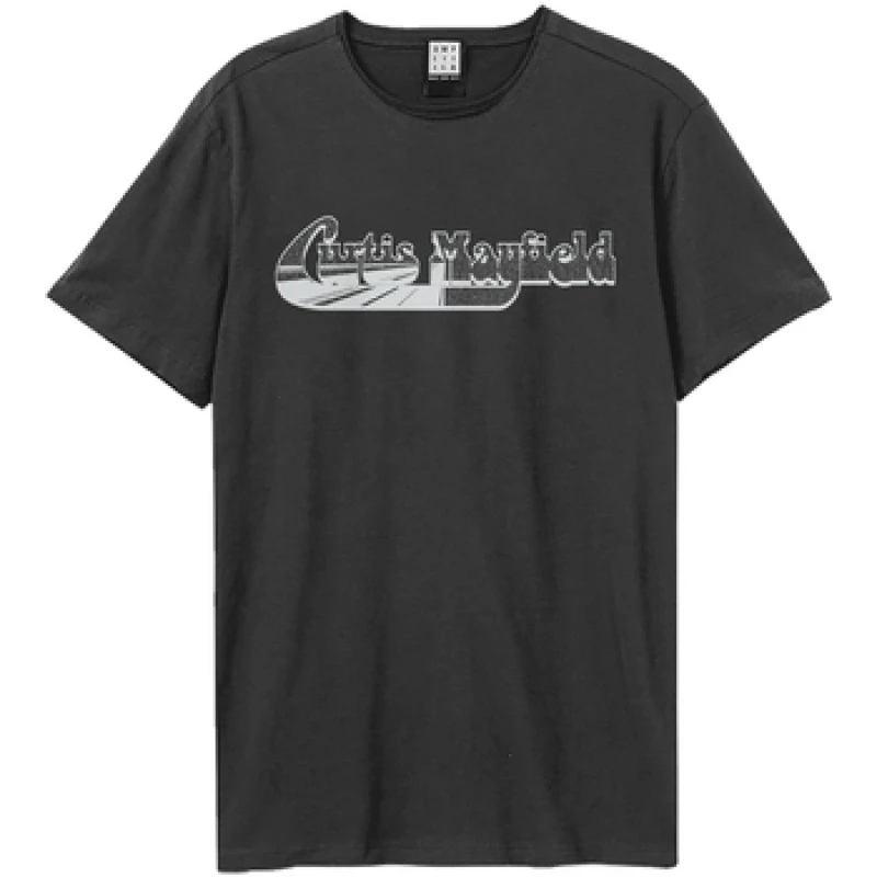 Image of Amplified Amplified Men Curtis Mayfield Logo T-Shirt in Charcoal Size: X-Small Charcoal XS Male 5063574782272