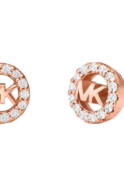 Image of Michael Kors Jewellery Ladies Michael Kors 14K Rose Gold Sterling Silver Logo Stud Earrings MKC1727CZ791