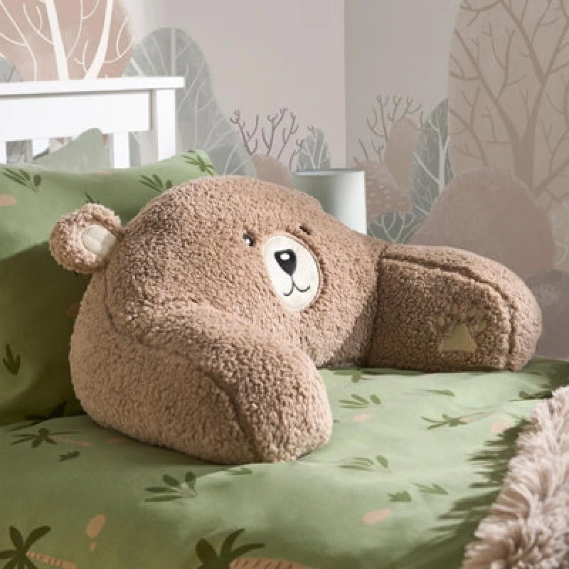 Image of OHS OHS Bear Teddy Fleece Reading Cuddle Cushion Gaming Reading Bed Support in Natural Natural One Size Unisex 5027434212026