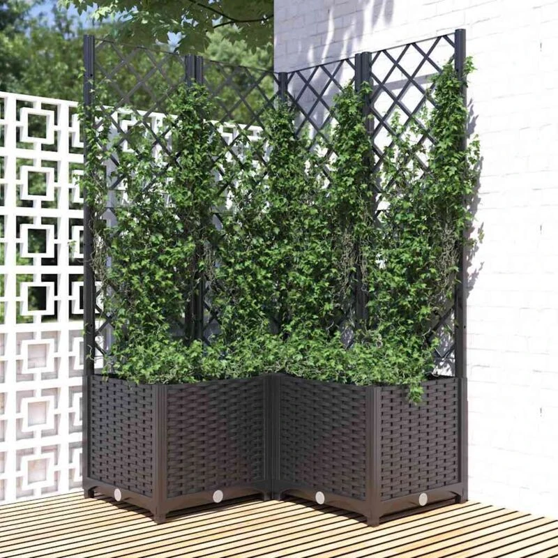 Image of VIDAXL Garden Planter with Trellis Black 80x80x136cm pp Vidaxl 8720286876237
