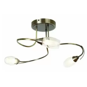 Image of Village At Home Iris 3-Bulb Ceiling Light - Antique Brass