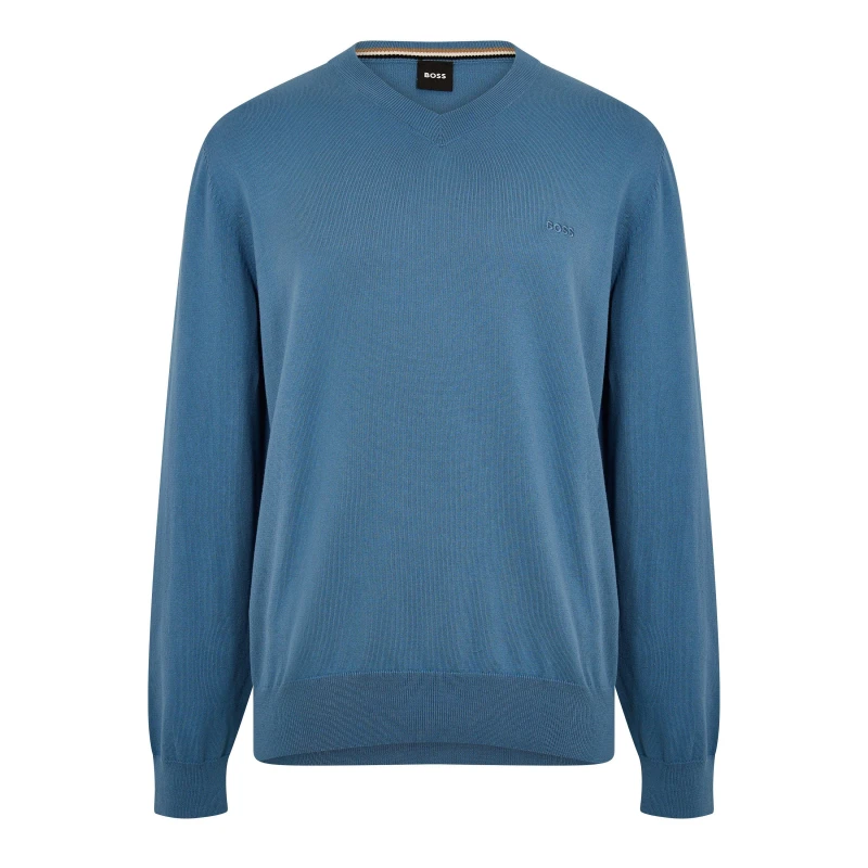 Image of Boss Mens Pacello Knitted Hoodie Pastel Blue male L