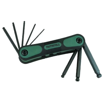 Image of Folding Ball End Hexagon Key Set of 9 Imperial (5/64 - 1/4IN)