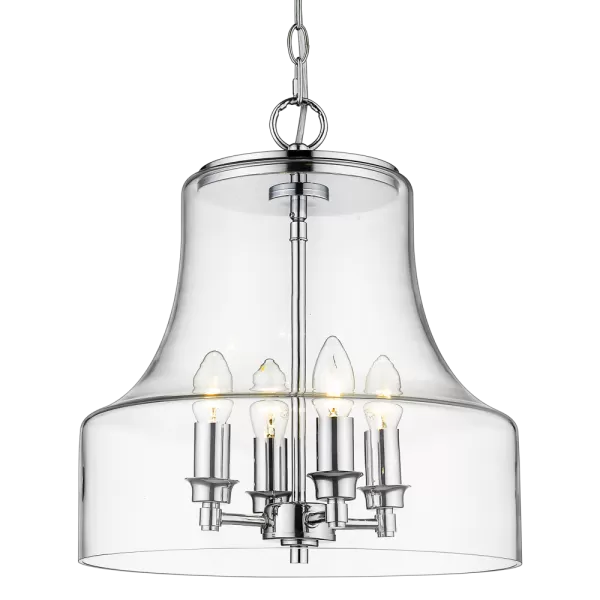 Image of Prague 4 Light Dome Pendant Ceiling Light Silver, E14
