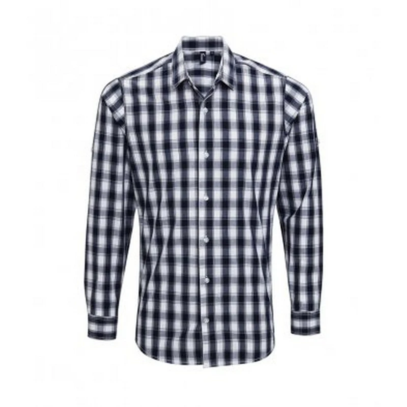 Image of Premier Premier Men Mulligan Check Long Sleeve Shirt in Off White Size: Small Off White S Male 5057819129908