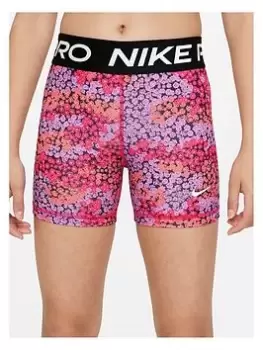 Image of Nike Older Girls Dri-FIT 3" All Over Print Short - Pink, Size Xs=6-8 Years