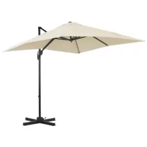 Image of Outsunny 2.5 x 2.5m Patio Offset Parasol Umbrella Cantilever Hanging Aluminium Sun Shade Canopy Shelter 360° Rotation w/Crank Handle, Cream White