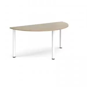 Image of Semi circular white radial leg meeting table 1600mm x 800mm -