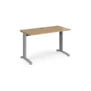 Image of Office Desk Rectangular Desk 1200mm Oak Tops With Silver Frames 600mm Depth TR10