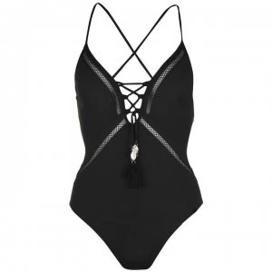 Image of Watercult Mesh Plunge Swimsuit - 006 BLACK