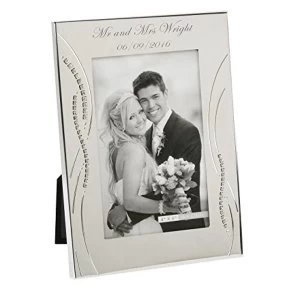 Image of 4" x 6" - Silver Plated Wedding Photo Frame with Crystals