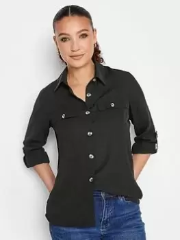 Image of Long Tall Sally Black Long Sleeve Utilty Shirt, Black, Size 20, Women