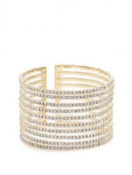 Image of Mood Gold Plated Crystal Dia Lined Cuff Bracelet