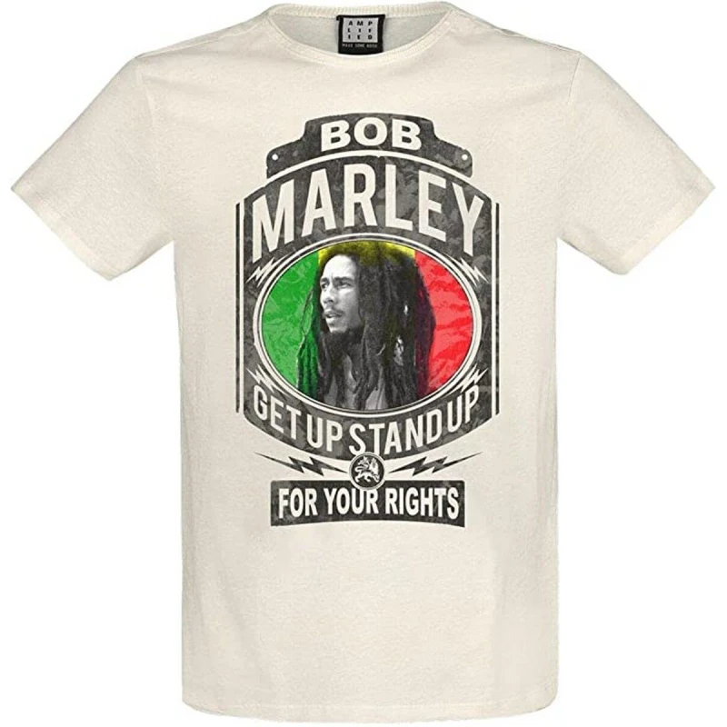 Image of Amplified Amplified Men Fight For Your Rights Bob Marley T-Shirt in White Size: X-Small White XS Male 5063238054813