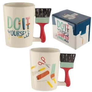 Image of Ceramic DIY Paint Brush Shaped Handle Mug