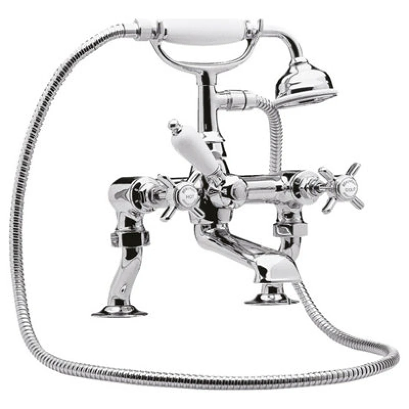 Image of nuie Luxury 3/4" Cranked Bath Shower Mixer w/ Shower Kit - Chrome, Silver I303X