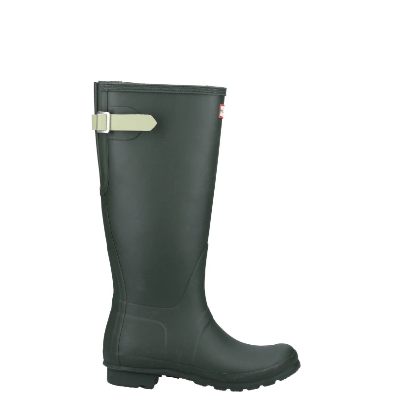 Image of Hunter Womens Original Tall Back Adjustable Wellington Boots UK Size 4 (EU 37) GREEN HUN043-GREEN-4