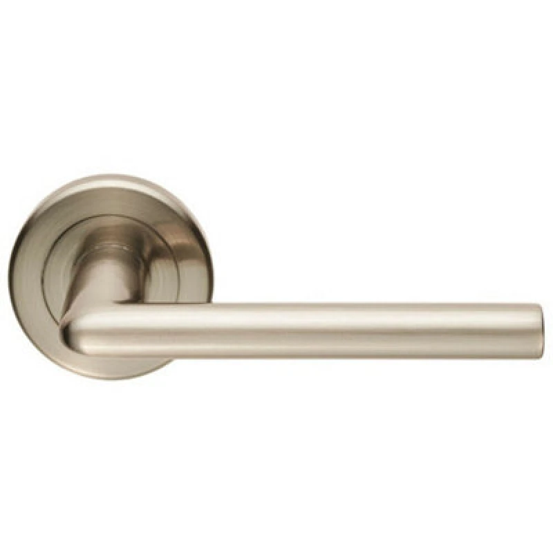 Image of Loops PAIR Slimline Straight Bar Handle on Round Rose Concealed Fix Satin Nickel Metallics