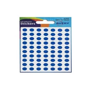 Image of Avery Coloured Labels Round 8mm DIA Blue (560 Labels) PK10