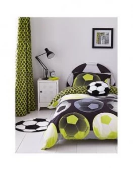 Image of Catherine Lansfield Neon Football Duvet Cover Set - Yellow, Size Single
