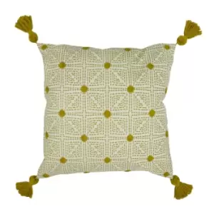 Image of Chia Tufted Cotton Cushion Ochre