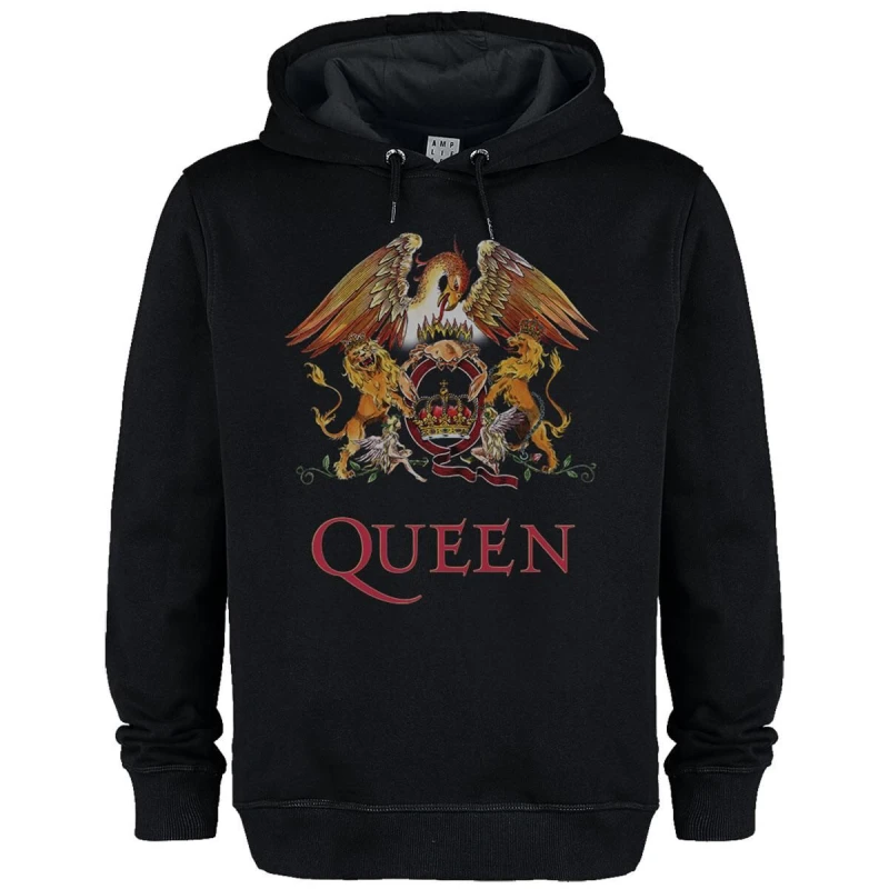 Image of Amplified Amplified Men Royal Crest Queen Hoodie in Black Size: X-Small Black XS Male 5063425489565