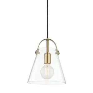 Image of Karin 1 Light Small Pendant Brass, Glass