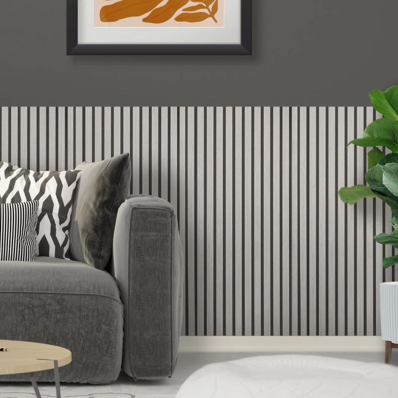 Image of Fuse Acoustic Wall Panels Acoustic Wooden Wall Panel in Grey Oak, 1.2m x 0.6m Grey Unisex