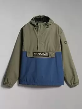 Image of Napapijri Freestrider Half Zip Jacket - Blue/Khaki, Blue/Khaki Size M Men