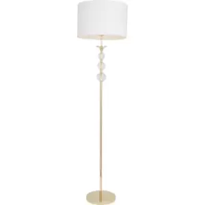 Image of Rea Floor Lamp with Shade, Gold, White, 1x E27