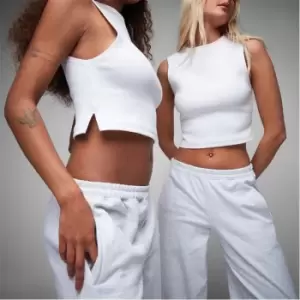 Image of Missguided Rib Wide Shoulder Vest Top - White