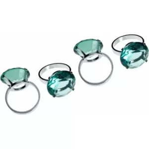 Image of Premier Housewares Teal Diamante Napkin Rings - Set of 4
