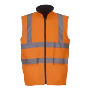 Image of Yoko Mens Workwear Hi-Vis Reversible Fleece Vest / Jacket (Pack of 2) (L) (Hi Vis Orange)