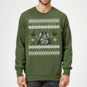 Image of Star Wars Darth Vader Christmas Knit Green Christmas Sweatshirt - L - Green