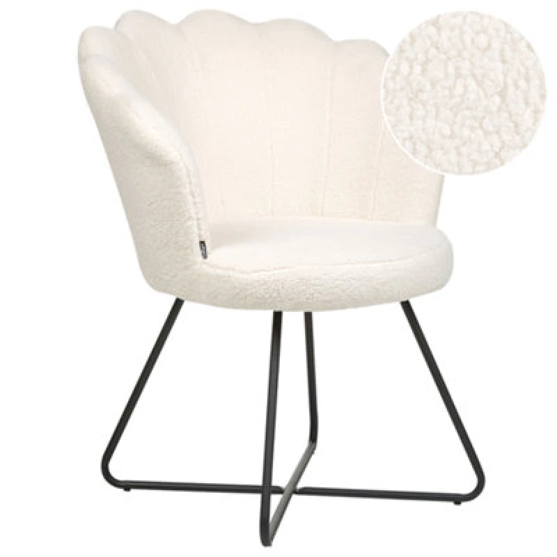Image of Beliani Boucle Armchair White Lovelock