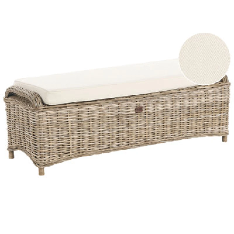 Image of Beliani Garden Ottoman Susua 140 Cm Rattan Natural