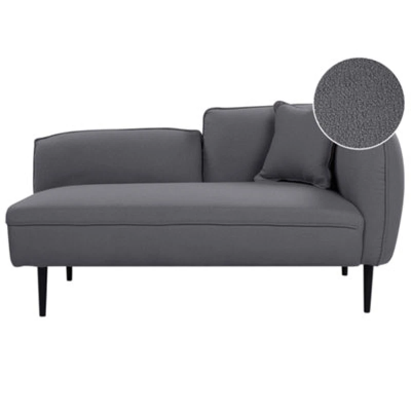 Image of Beliani Right-Hand Chaise Lounge Chevannes Boucle Dark Grey