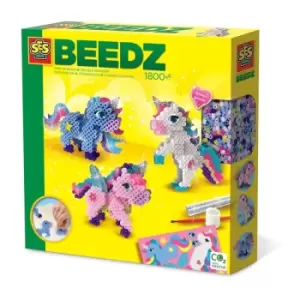 Image of SES CREATIVE Beedz Iron-on Beads Unicorns Pegboard, 1800 iron-on Beads, 5 Years and Above (06263)