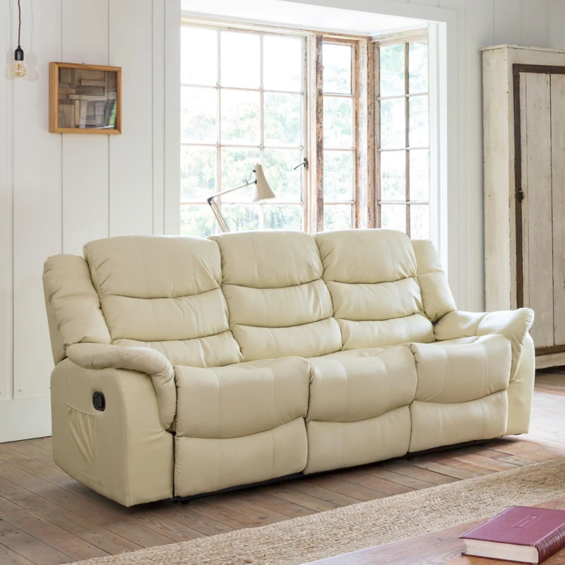 Image of Artemis Home Almeira 3 Seat Recliner Sofa in Cream Cream Unisex