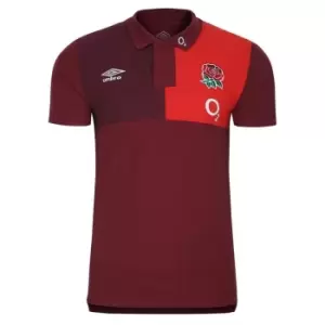 Image of Umbro England Rugby CVC Polo Shirt 2023 2024 Adults - Red