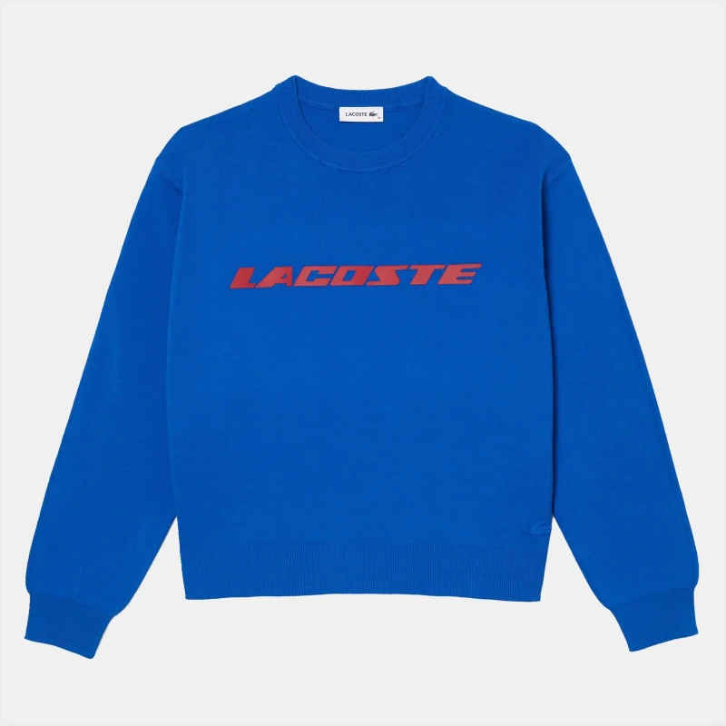 Image of Lacoste Contrast Branded Crewneck Sweatshirt Blue female 6
