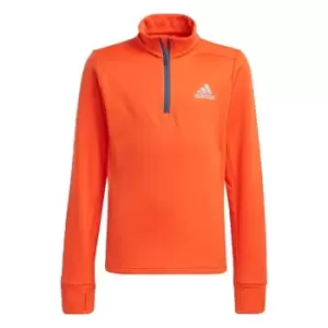 Image of adidas AEROREADY Warm half Zip Top Kids - Semi Impact Orange / Wonder St