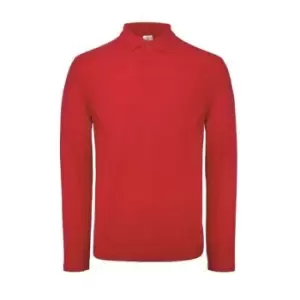 Image of B&C ID.001 Mens Long Sleeve Polo (XL) (Crimson)