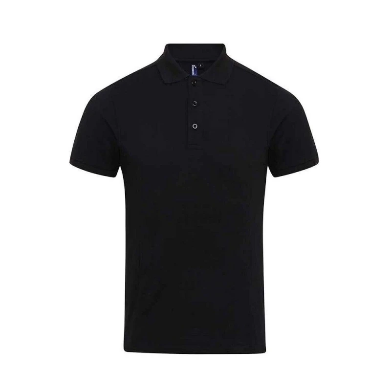 Image of Premier Premier Men Coolchecker Plus Piqu Polo Shirt in Black Size: Small Black S Male 5063527592576
