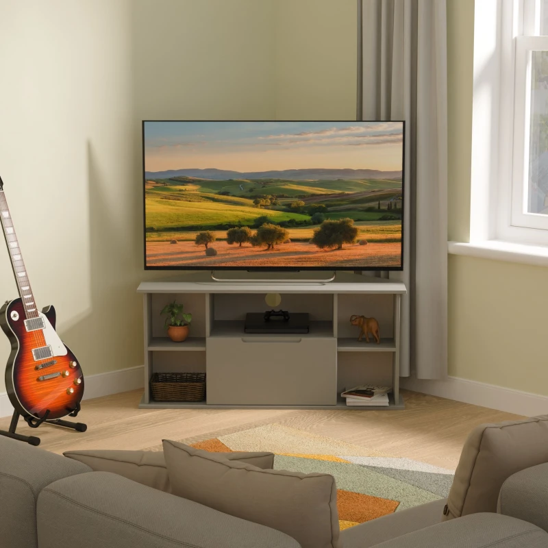 Image of Welcome Furniture Ltd Milan Corner TV Unit in Dusk Grey - Ready Assembled, Grey MIL209DGDG