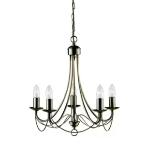 Image of Maypole 5 Light Multi Arm Ceiling Pendant Antique Brass, E14