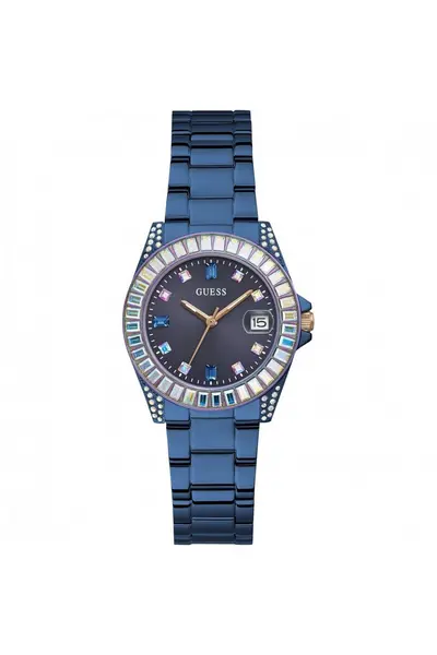 Image of Guess Opaline Stainless Steel Fashion Analogue Quartz Watch - Gw0475L2 Navy