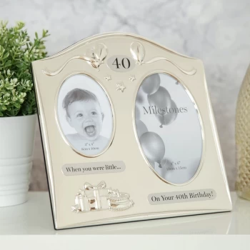 Image of Milestones 2 Tone Silver Plated Double Birthday Frame - 40