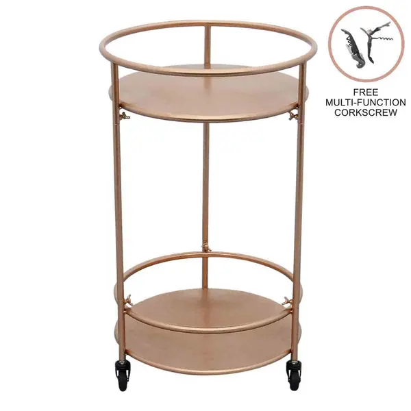 Image of Small Drinks Trolley Bar Cart - Rose Gold 26557