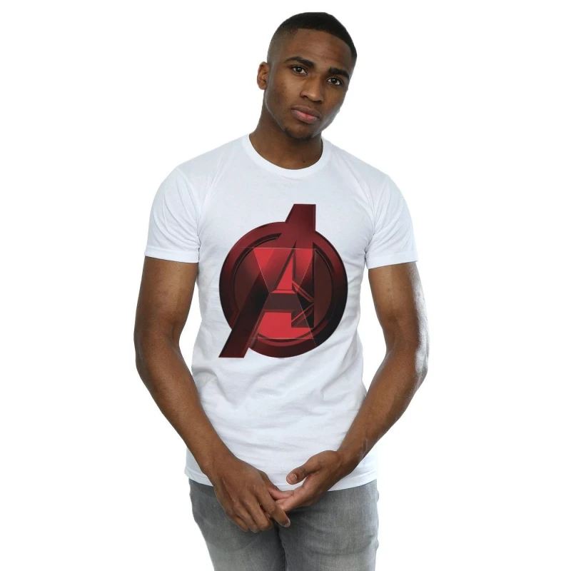 Image of Marvel Marvel Men Black Widow Movie Avengers Logo T-Shirt in White Size: Small White S Male 5059400771763